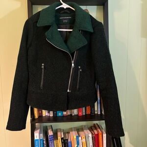French Connection Dark Green Wool Bomber Jacket